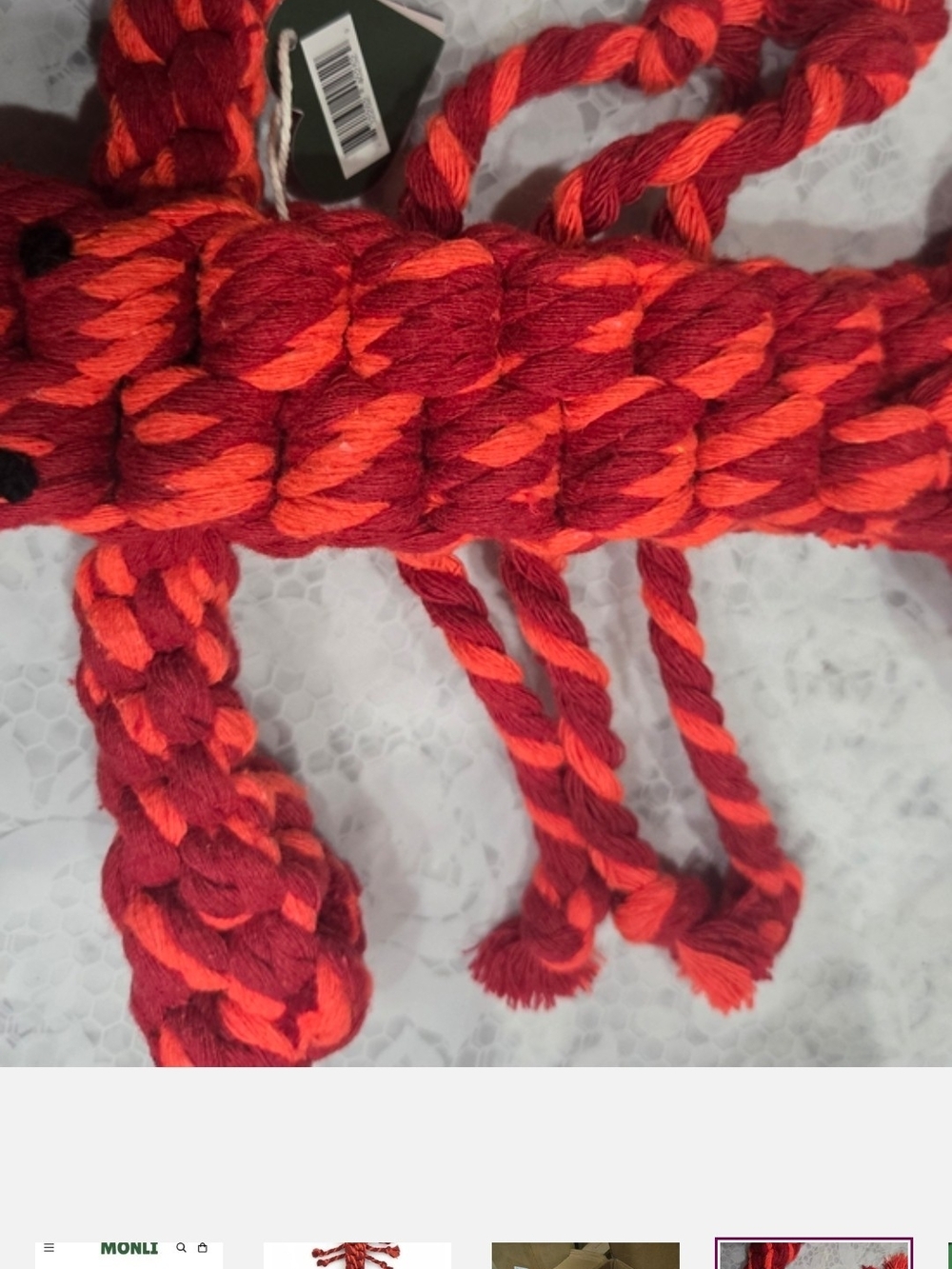 Coral Pop Lobster Rope Pet Toy - Red - Picture 5 of 5